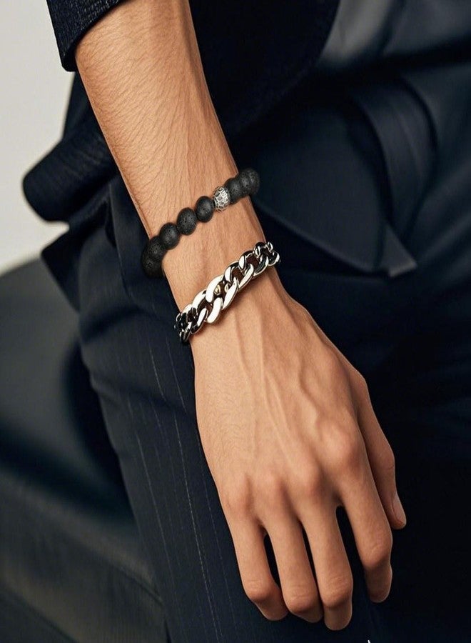 tanguan Protection Bracelet, Black Tourmaline Bracelet for Woman Man Healing Crystal Bracelets Obsidian Hematite Bracelets Anxiety and Stress Relief Clam Jewelry Handmade Natural Beads Jewelry Gift (Black volcanic stone) - Image 3